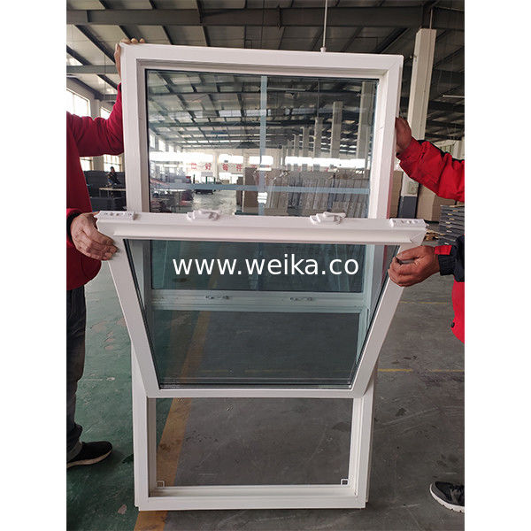 Dimensioni personalizzate UPVC Vinile in vetro a bassa resistenza a finestre a sospensione singola prestazioni durature