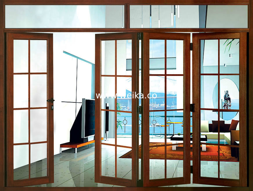 Porte di vetro pieghevoli UPVC PVC 3 pannelli porte bi pieghevoli rivestimento di elettroforesi