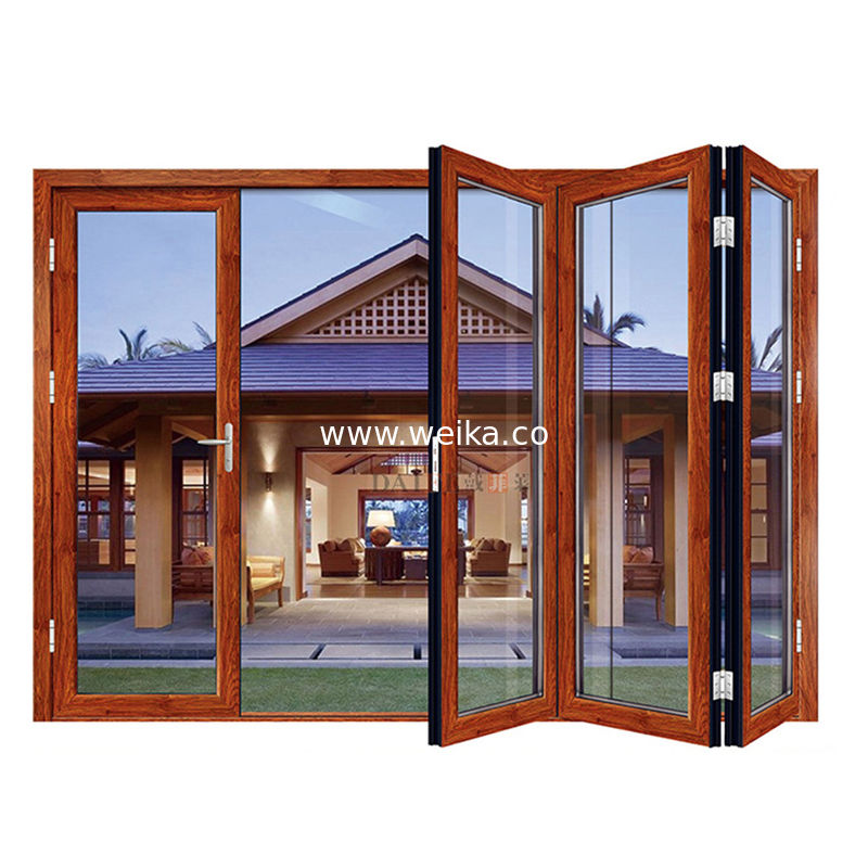 Porte di vetro pieghevoli UPVC PVC 3 pannelli porte bi pieghevoli rivestimento di elettroforesi