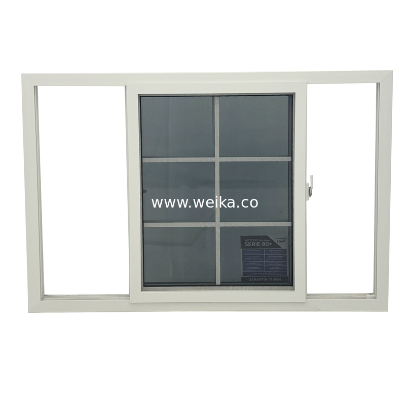 Finestre scorrevoli in PVC-U convenzionali di sicurezza Finestre scorrevoli in PVC-U ultra-lisce da 80 mm con zanzariera in fibra di vetro
